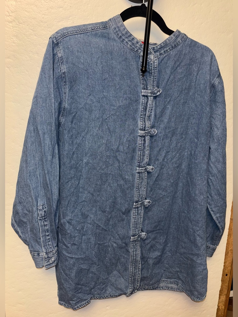 Vintage Blue Denim Button Down Shirt 100% Cotton Size XL